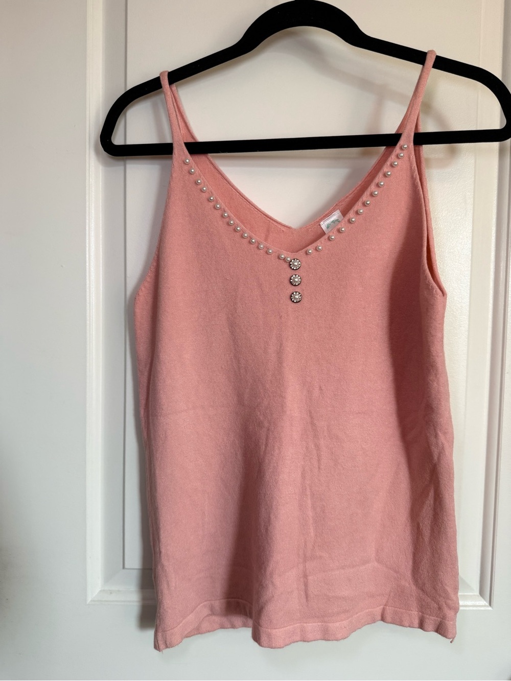 Mintee 16 100% Cotton Knit V-Neck Rhinestone Tank Top -